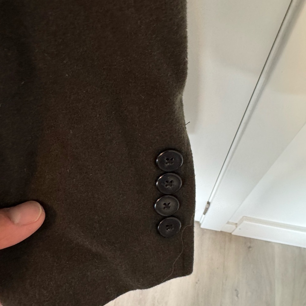 DKNY Men's Double-Breasted winter Pea Coat - Dark Olive - Picture 4 of 10